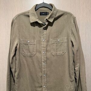 Onia Green Slim Cotton Brush Patch Pocket Shirt M